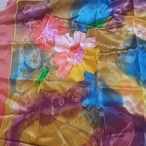 Vintage Pierre Cardin Square Floral  Silk Scarf NWT - Picture 2 of 4